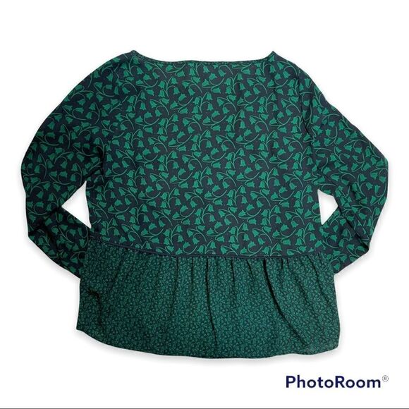 Ann Taylor LOFT Floral Top in Green & Navy, size SP, EUC - Picture 3 of 7
